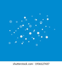 Molecule connection design. Vector abstract design with dots and lines on blue background