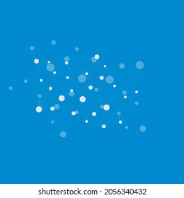 Diseño de conexión molécula. Diseño abstracto vectorial con puntos y líneas sobre fondo azul