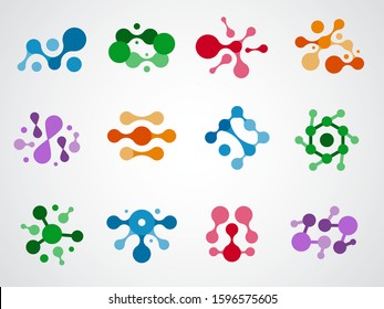 Molecule connection. Science abstract round shapes and forms graphic water or paint ink explosion chemistry communication vector concept