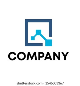 molecule connection technology logo vector sign template