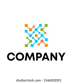 molecule connection technology logo vector sign template