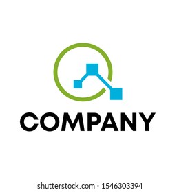 molecule connection technology logo vector sign template