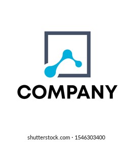molecule connection technology logo vector sign template