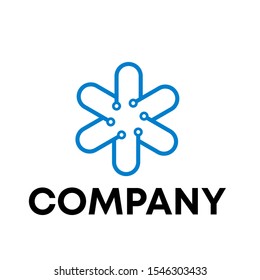 molecule connection technology logo vector sign template