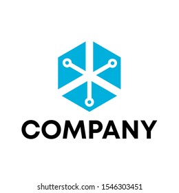 molecule connection technology logo vector sign template