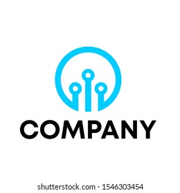 molecule connection technology logo vector sign template