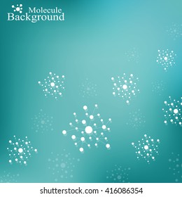 Molecule DNA and communication background. Connected lines with dots. Geometric abstract composition neuron. Concept science, connection, chemistry, biology, medicine, technology. Vector illustration.