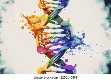 Molecule of DNA, double helix, genetic mutation and genetic disorders, illustration