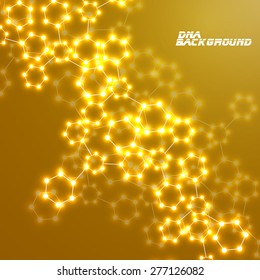  Molecule DNA glowing. Abstract background. Vector illustration. Eps10