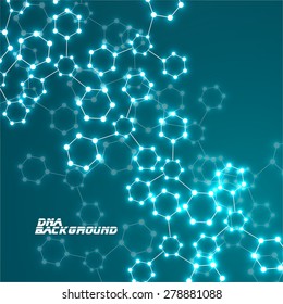  Molecule DNA glowing. Abstract background. Vector illustration. Eps10