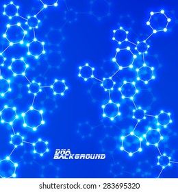  Molecule DNA glowing. Abstract background. Vector illustration. Eps10