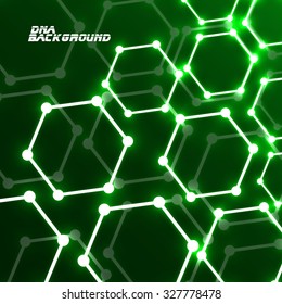 Molecule DNA glowing. Abstract background. Vector illustration. Eps10