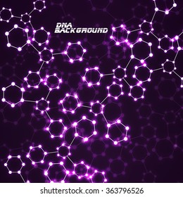 Molecule DNA glowing. Abstract background. Vector illustration. Eps10