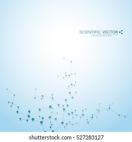Molecule DNA and neurons vector. Molecular structure. Connected lines with dots. Genetic and chemical compounds. Chemistry, medicine, science and technology concept. Geometric abstract background