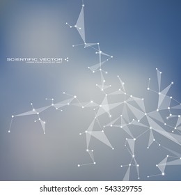 Molecule DNA and neurons vector. Molecular structure. Connected lines with dots. Genetic chemical compounds. Chemistry, medicine, science, technology concept. Geometric abstract background.