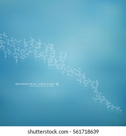Molecule DNA and neurons vector. Molecular structure. Connected lines with dots. Genetic chemical compounds. Chemistry, medicine, science, technology concept. Geometric abstract background.