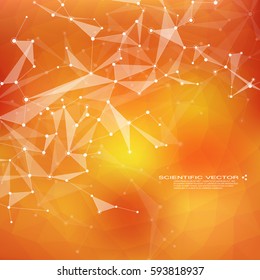 Molecule DNA and neurons vector. Molecular structure. Connected lines with dots. Genetic and chemical compounds. Chemistry, medicine, science, technology concept. Geometric abstract background.