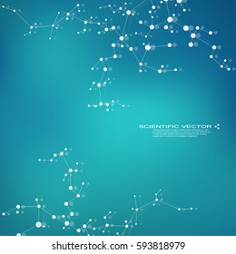 Molecule DNA and neurons vector. Molecular structure. Connected lines with dots. Genetic and chemical compounds. Chemistry, medicine, science, technology concept. Geometric abstract background.