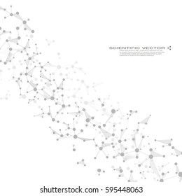 Molecule DNA and neurons vector. Molecular structure. Connected lines with dots. Genetic and chemical compounds. Chemistry, medicine, science, technology concept. Geometric abstract background