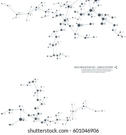 Molecule DNA and neurons vector. Molecular structure. Connected lines with dots. Genetic and chemical compounds. Chemistry, medicine, science, technology concept. Geometric abstract background