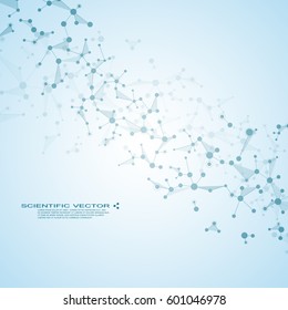 Molecule DNA and neurons vector. Molecular structure. Connected lines with dots. Genetic and chemical compounds. Chemistry, medicine, science, technology concept. Geometric abstract background