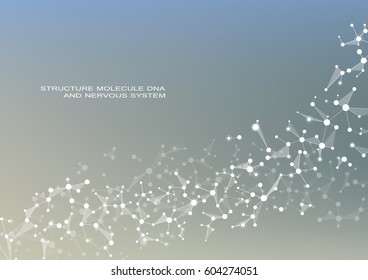 Molecule DNA and neurons vector. Molecular structure. Connected lines with dots. Genetic and chemical compounds. Chemistry, medicine, science, technology concept. Geometric abstract background