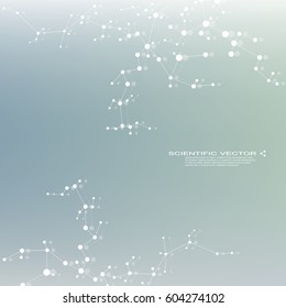 Molecule DNA and neurons vector. Molecular structure. Connected lines with dots. Genetic and chemical compounds. Chemistry, medicine, science, technology concept. Geometric abstract background