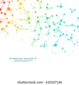 Molecule DNA and neurons vector. Molecular structure. Connected lines with dots. Genetic and chemical compounds. Chemistry, medicine, science, technology concept. Geometric abstract background