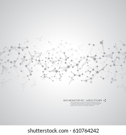 Molecule DNA and neurons vector. Molecular structure. Connected lines with dots. Genetic and chemical compounds. Chemistry, medicine, science, technology concept. Geometric abstract background