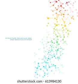 Molecule DNA and neurons vector. Molecular structure. Connected lines with dots. Genetic and chemical compounds. Chemistry, medicine, science, technology concept. Geometric abstract background