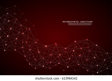 Molecule DNA and neurons vector. Molecular structure. Connected lines with dots. Genetic and chemical compounds. Chemistry, medicine, science, technology concept. Geometric abstract background