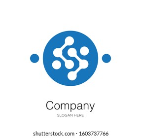 molecule dot connect technology vector logo design template