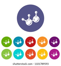 Molecule element icons color set vector for any web design on white background