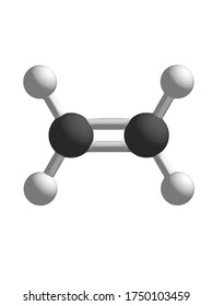 molecule of ethylene 3d chemical structure on white background C2H4 IUPAC Name "ethene"