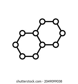 Icono plano molécula. Pictograma para web. Icono de línea. Símbolo átomo aislado en fondo blanco. Vector eps10