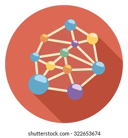 molecule flat icon in red circle