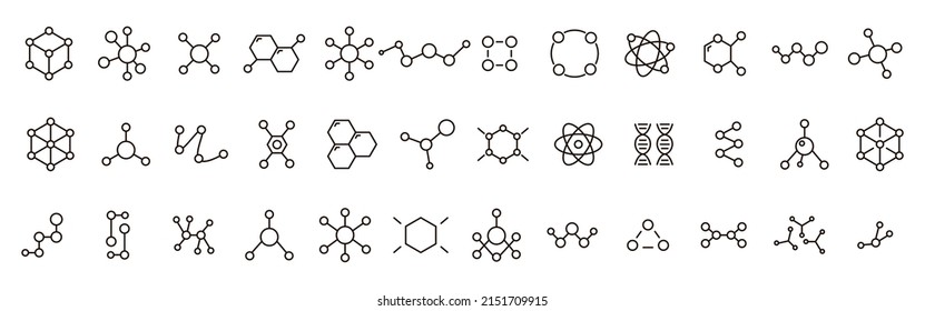 Molecule Flat Icon Set. Molecular Structure Icon Set