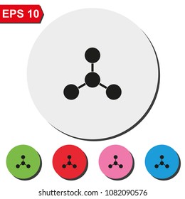 Molecule flat round colorful vector icon.