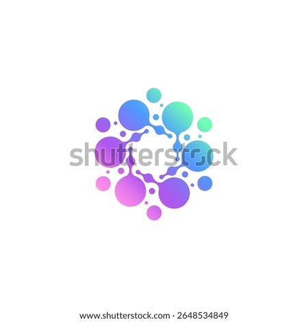 molecule, floral neuron, plasma circular vector. pharma, clinic logo, abstract, biotech atom, nano, sparkling water.
