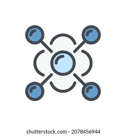 Molecule formula color line icon. Chemical compound and structure connection vector outline colorful sign.