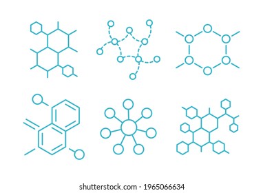 Molécula de la fórmula. Estructura hormona. La sustancia. Conjunto de iconos científicos. Abrir rutas. Grosor del trazo editable. Línea de contorno de contorno del vector.