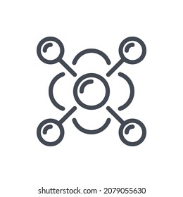 Molecule formula line icon. Chemical compound and structure connection vector outline sign.