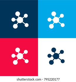 Molecule four color material and minimal icon logo set in red and blue