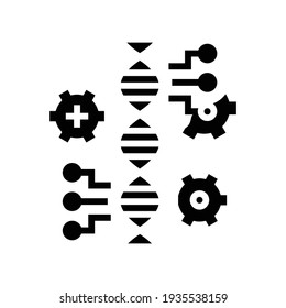 molecule genetic characteristics glyph icon vector. molecule genetic characteristics sign. isolated contour symbol black illustration