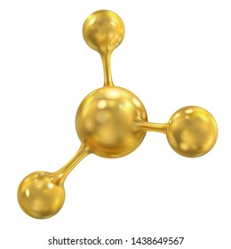 Molecule of gold. Vector 3d realistic illustration isolated on white background.