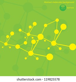Molecule green background yellow molecules
