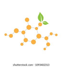 molecule with green leafs, molecular food 