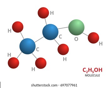 Molecule H2C2OH isolated on white background. Vector illustration of color molecules. formula for alcohol.