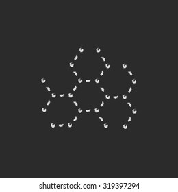 Molecule hand drawn in chalk on a blackboard vector white icon isolated on a black background.