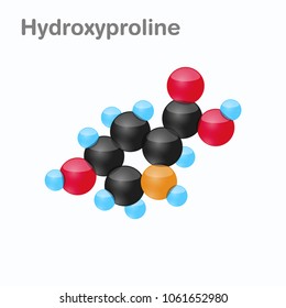 Molecule of Hydroxyproline, Hyp, an amino acid used in the biosynthesis of proteins
